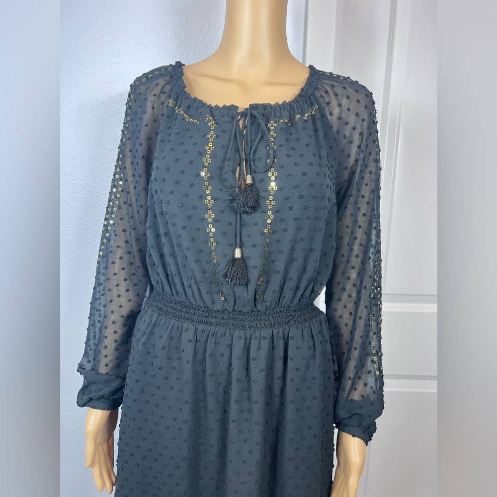 Altuzarra Target Women’s Black Swiss Dot & Gold Sequins Long Sleeve Dress Size 4 - Picture 5 of 11